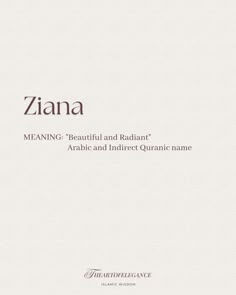 the front cover of zana meaning beautiful and radiah arabic and indirect name