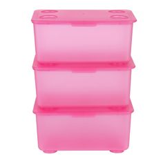 three plastic containers stacked on top of each other