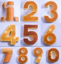 the numbers are made out of rolled up toilet paper and some sort of orange tube