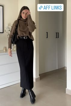 Fall Outfits 2025 Trends, Midi Winter Dress Outfit, Christmas Markets Outfit Ideas, Women Professor Outfit, Brown Sweater Skirt Outfit, Winter Graduation Guest Outfit, Burgundy Maxi Skirt Outfit, Outfits Winter 2024 Women, How To Layer Dresses For Winter