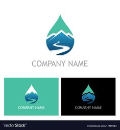 water drop logo design with mountain and road