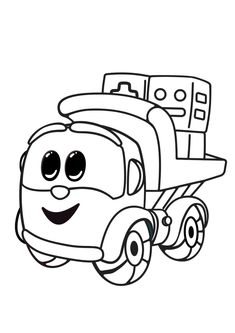 a cartoon tow truck is smiling and ready to be drawn in the style of cars