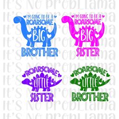 Black And White Svg, Going To, Dinosaur Shirt, Growing Family, Brother Sister, Big Sister, Big Brother, Cricut Silhouette, Silhouette Cameo