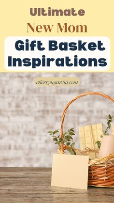 a basket filled with chocolate and marshmallows on top of a wooden table