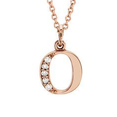 Express your individuality with a beautiful lower case initial choker length necklace rendered in 14k rose gold and white diamonds. The letter 'o' pendant is approximately 7mm (1/4 Inch) in width by 10mm (3/8 Inch) in length and is prong set with five 1mm round, I1 clarity, G-H white diamonds totaling .03 of a carat. The 1mm width solid cable chain is finished with a spring ring clasp and is 16 inches in length. Length Necklace, Bow Jewelry, Lower Case, Small Pendant, Shell Pendant, Jewelry Companies, Rose Gold Diamonds, Black Bow, White Diamonds