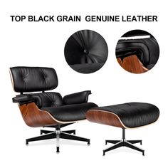 the top grain genuine leather chair and ottoman is shown with an image of it in full view