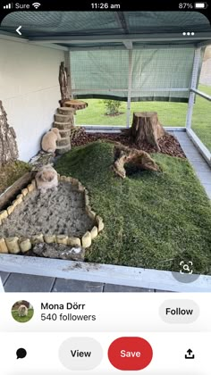 an image of a small garden with grass and rocks in the middle, on instagram