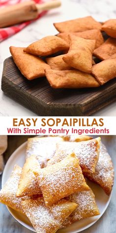 the cover of easy sopapillas with simple pantry ingredients, including cookies and pastries