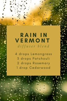 Lemongrass Diffuser Blend, Lemongrass Essential Oil Blends, Aveda Essential Oil Recipe, Patchouli Diffuser Blend, Patchouli Essential Oil Blends, Rain Essential Oil Blend, Rain Diffuser Blend, Rain Diffuser