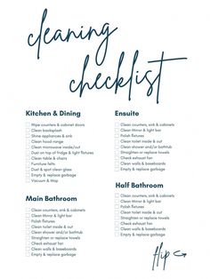 the cleaning checklist is shown in blue ink