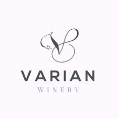 the logo for varian winery, which has been designed to look like an elegant letter