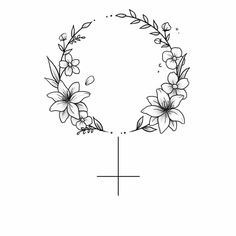 the letter o with flowers and leaves on it, drawn by hand in black ink