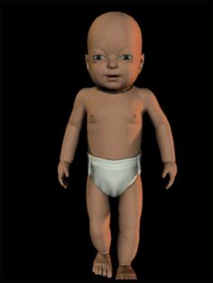 an animated baby wearing a diaper and looking at the camera