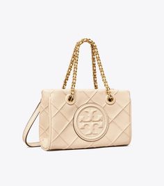 Mini Fleming Soft Chain Tote: Women's Designer Crossbody Bags | Tory Burch Tory Burch Aesthetic, Neutral Handbag, T Monogram, Tory Burch Purse, Tory Burch Tote, Barrel Bag, Womens Designer Handbags, Mini Tote Bag, Designer Crossbody Bags