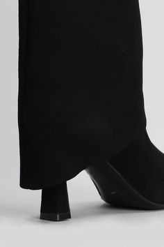 High heels boots in black suede, pointed toe, lapel, stiletto heel, leather sole, 80 mm heel, Made in Italy, 100% suede High Heels Boots, Couture Outfits, Prada Leather, Heels Boots, Valentino Bags, Green Shoes, Card Holder Leather, High Heel Boots, Beautiful Bags