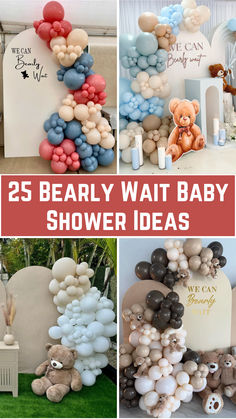 Image of a baby shower setup with 'Bearly Wait' theme: teddy bear-shaped cookies, a bear-themed cake, cute bear party decorations, and gift table with stuffed animals. Can Bearly Wait Baby Shower Ideas, Bearly Wait Baby Shower Ideas, Baby Shower Foods, Shower Foods, Bearly Wait, Themed Decorations, Boy Baby Shower Themes, Baby Shower Inspiration