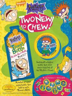 an advertisement for the cartoon network's television show, rugrats two new to chew