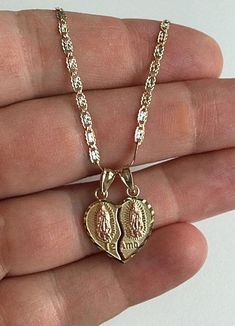 "14K SOLID GOLD GUADALUPE NECKLACE .REAL 14K GOLD (NOT PLATED OR FILLED) 18\" LONG 14K GOLD 3 COLOR VALENTINO CHAIN WITH 3 COLOR GUADALUPE PENDANT .-- 3.4 GR -. FOR LOVE,GOOD LUCK,PROTECTION,HEALTH AND ANY KIND DIFFICULTY. PENDANT SIZE : 21 mm X 16 mm ---MADE IN ITALY-BEST QUALITY--- FREE GIFT BOX NOTE:THIS ITEM IS SHIPPED WITH SIGNATURE CONFIRMATION. CADENA DE GUADALUPE EN ORO PURO 14K . 18\" LARGO CADENA ORO 14K 3 COLOR VALENTINO .14K DIJE DE GUADALUPE EN 3 COLOR DE ORO.-- 3.4 GR-- PARA AMOR, St Michael Necklace, Guadalupe Necklace, Good Luck Bracelet, Skull Pendant Necklace, Tatuaje A Color, Future Engagement Rings, Gold Rings Fashion, Solid Gold Necklace, Jewelry Fashion Trends