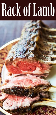 rack of lamb on a plate with onions