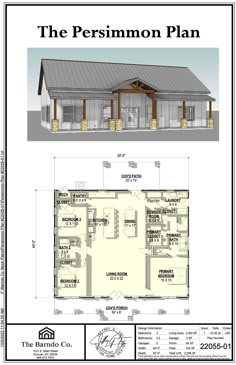 the persimmon plan is shown in two different sections, including an open floor plan and