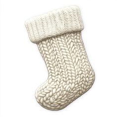 a white knitted christmas stocking on a white background