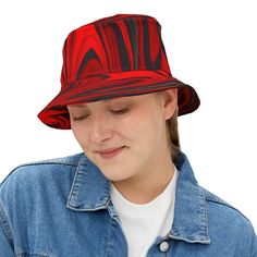 Immerse yourself in the pulsating rhythm of the music and let our Raging Red Groove Vibes Bucket Hat elevate your festival experience. Designed for the passionate music lovers, EDM enthusiasts, and dedicated Red Rocks show goers, this hat is your ticket to an unforgettable adventure. Crafted from 100% polyester, it offers durability and comfort to withstand even the most energetic raves. Its Raging Red color scheme, inspired by the beats that fuel your soul, is all about expressing your passion. Available in two sizes with a sewn-in label, this bucket hat ensures style never compromises comfort. With the Raging Red Groove Vibes Bucket Hat, you're not just attending a festival, you're embracing a lifestyle of joy, euphoria, and exhilarating energy. Make every beat count. #RagingRedGroove #M Adjustable Red Bucket Hat, Adjustable Casual Bucket Hat For Music Festival, Trendy Red Festival Hat, Red Bucket Hat For Streetwear, Adjustable Red Festival Hat, Adjustable Black Artistic Hat, Black Adjustable Artistic Hat, Artistic Adjustable Black Hat, Artistic Black Adjustable Hat