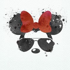 a watercolor drawing of sunglasses and a bow tie