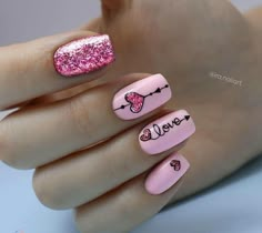 Nails Valentine, Nails Valentines, Heart Nail Designs, Heart Nail, Heart Nail Art