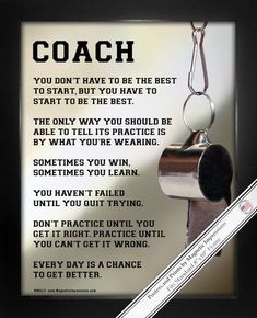 a framed poster with a quote about coach