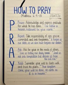 a notepad with writing on it that says how to pray