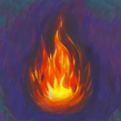 a drawing of a fire in the middle of a painting