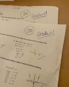 two sheets of paper that have been written on them with numbers and lines in it