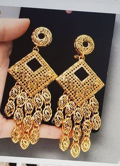 Dubai  Geometric  Long tassels  Gold Plated Women Banquet Weddings Gifts Earrings Very Elegant Big Earrings Gold, Pink And Black Hair, Black Hair Accessories, Custom Bridesmaid Dress, African Earrings, Flower Bar, Earring Trends, Bag Inside, Golden Rule