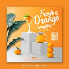 an advertisement for fresh orange smoothie