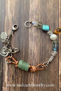 Bracelet En Cuir Diy, Bracelets Ideas, Bohemian Style Jewelry, Artisan Jewelry Handmade, Bracelets Design, Metal Clay Jewelry, Sterling Silver Charm Bracelet, Bracelet Gemstone