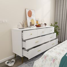 a bedroom scene with focus on the dresser