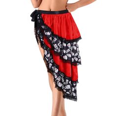 PRICES MAY VARY. 95%polyester, 5%nylon Imported Tie closure Hand Wash Only Women’s Halloween skirt is made of lace and satin.The soft tulle is light and breathable, and feels comfortable on the skin. Tie-on belly skirt is adjustable and the waist size can be stretched from 55cm/21.6inch to 70cm/27.5inch,and the length of the skirt is about 87cm/34.2inch. Black and red skirt with black and red colors can satisfy your daily outfits and make you stand out in Halloween festival and you will be the m Cosplay Skirt, Skull Tie, Gothic Costume, Halloween Skirt, Bustle Skirt, Party Costumes, Fashion Gloves, Red Skirt, Skirt For Women