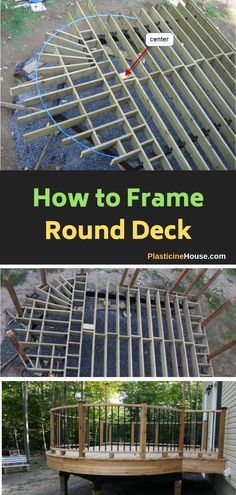 how to frame a round deck with wooden slats on the bottom, and in the middle