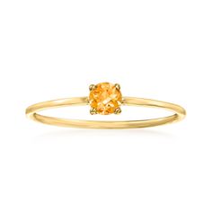 Ross-Simons - .20 Carat Citrine Ring in 14kt Yellow Gold. Size 7. RS Pure. Modern designs that complete your outfit and complement your personality. There's always room for more dainty gemstone rings. Stationed on a small 14kt yellow gold band, a .20 carat citrine adds a subtle touch of color to your favorite stacks. 1/8" wide. Citrine ring. Citrine birthstones are the perfect gift for November birthdays. Citrine Wedding Ring, Citrine Drop Earrings, Citrine Birthstone, Citrine Earrings Studs, True Spring, Sapphire Solitaire, Citrine Earrings, Citrine Ring, Citrine Stone