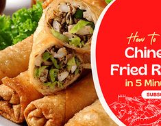 chinese fried rice rolls in 5 minutes with broccoli and sauce on the side