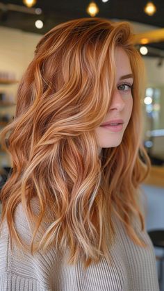 25 Strawberry Blonde Hair Ideas That Embrace the Essence of Summer Balayage In Red Hair, Cool Strawberry Blonde Balayage, Copper Strawberry Blonde Highlights, Ginger And Blonde Balayage, Natural Redhead With Balayage, Blonde Red Hair Balayage, Summer Hair Red, Strawberry Blonde With Balayage, From Blonde To Red Hair