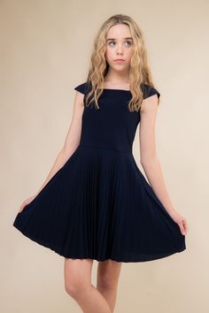 Navy Cap Sleeve Pleated Dress – Udtfashion Navy Cap, Twirl Dress, Cap Dress, Capped Sleeve Dress, Dresses For Teens, Dance Dresses, Nordstrom Dresses, Fit And Flare Dress, Pleated Dress