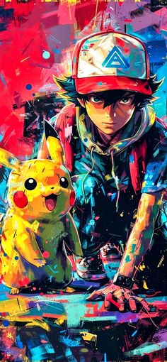 a painting of a person with a pokemon pikachu