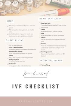 a checklist with the words ivf checklist written on it