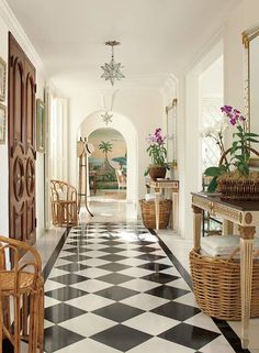 the black and white checkered floor is very nice