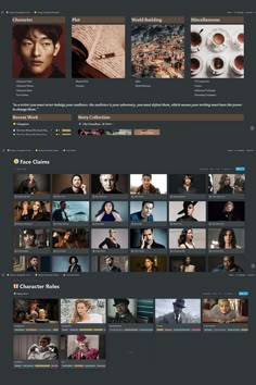 an image of a website page with many different images on it, including people and their names