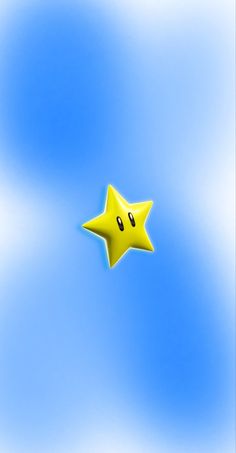 a yellow star floating in the blue sky