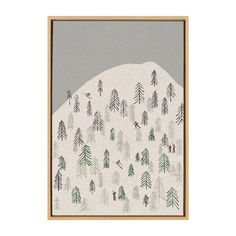 a painting with trees and skiers on it