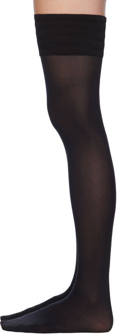 Semi-sheer thigh-high stretch nylon jersey socks in black. · 50 denier · Silicone bands at rib knit elasticized cuffs Supplier color: Black Black Stretch Footless Hosiery, Classic Stretch Solid Hosiery, Classic Stretch Solid Legwear, Classic Thigh High Tight Legwear, Classic Thigh High Stretch Legwear, Classic Black Stretch Tights, Classic Solid Thigh High Hosiery, Classic Black Thigh High Legwear, Sheer Stretch Over The Knee Tights