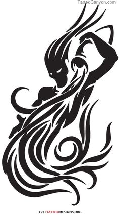 the silhouette of a woman's head with long hair and flowing waves in black ink